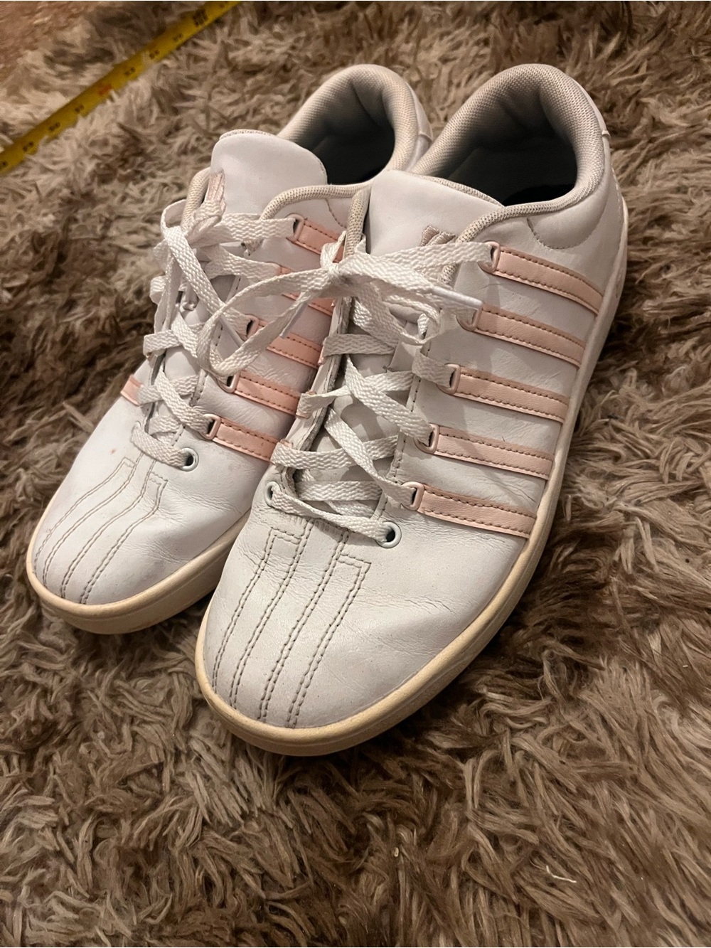 K-Swiss White Sneakers with Pale Pink Stripes